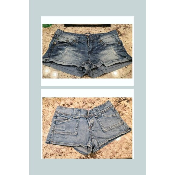 Set Lot Of 2 YMI + ZD Juniors jean shorts, bundle size 9, cotton Distressed Y2K - Picture 1 of 16